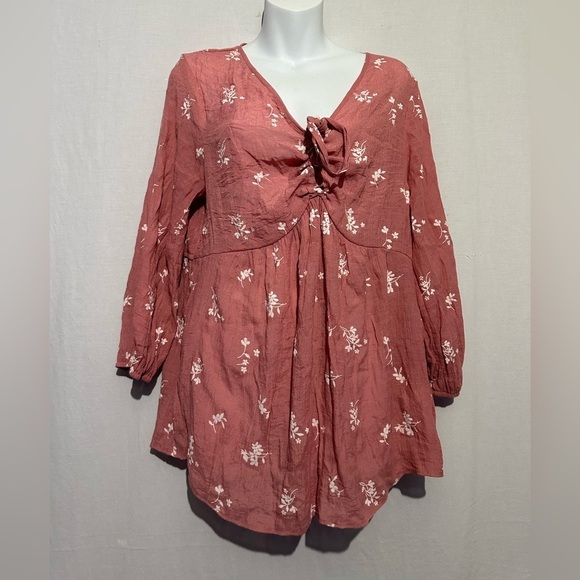 Cato Floral Tie-Front Tunic Top, size Large - Picture 1 of 4